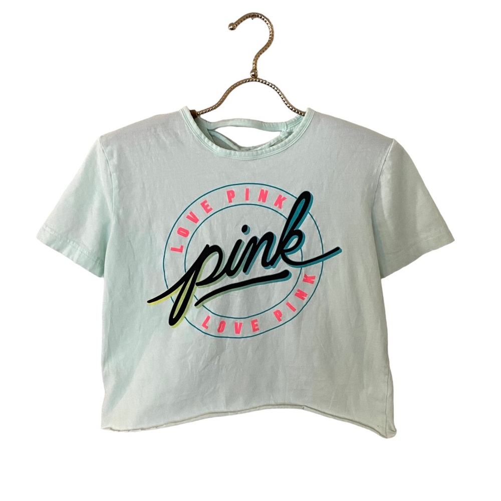 PINK Victoria’s Secret Short Sleeve Lace Up Back Crop T-shirt XS